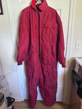 VTG Refrigiwear Coveralls Large Red Insulated Snow Suit Zip Leg Hooded USA