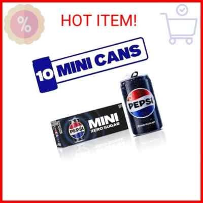 Pepsi Zero Sugar Cola Soda Pop, 7.5 Ounce Mini Cans, (10 Pack) (Packaging May Va