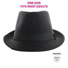 QUALITY BLACK TRILBY HAT FASHION FANCY DRESS COSTUME ACCESSORY 58CM OR 60CM