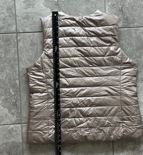 Tommy Bahama Womens Metallic Zip Snap Puffer Vest Balboa Mist Beige Preppy New L - Picture 17 of 17