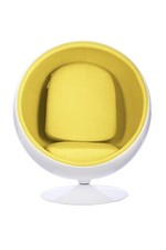 Retro Ball Chair with Cashmere Wool Upholstery (Yellow)