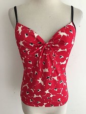 Victoria's Secret Tankini Top Red w/Ivory  Black Size 34B