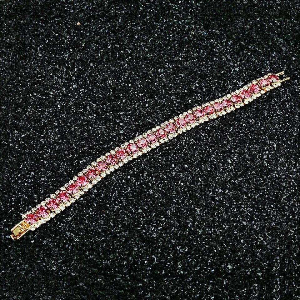 7 Ct Round Cut Lab Created Red Ruby Women's Bracelet Gift 14K Yellow Gold Plated - Image 4 of 4