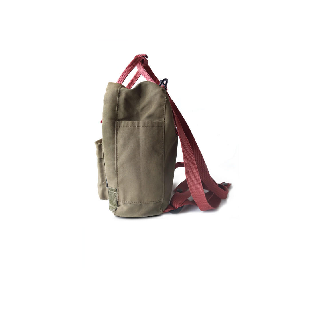 FJALLRAVEN Kanken Mini Backpack Olive-Khaki w/ Brick Straps  display picture 3