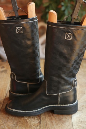 Louis Vuitton Black Leather Tall Boots Shoes Mens UK 8 US 9 EU 42 - Picture 8 of 11