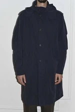 A.P.C. Paris Navy Cotton Blend Button Fishtail Parka Size XL Made In Romania