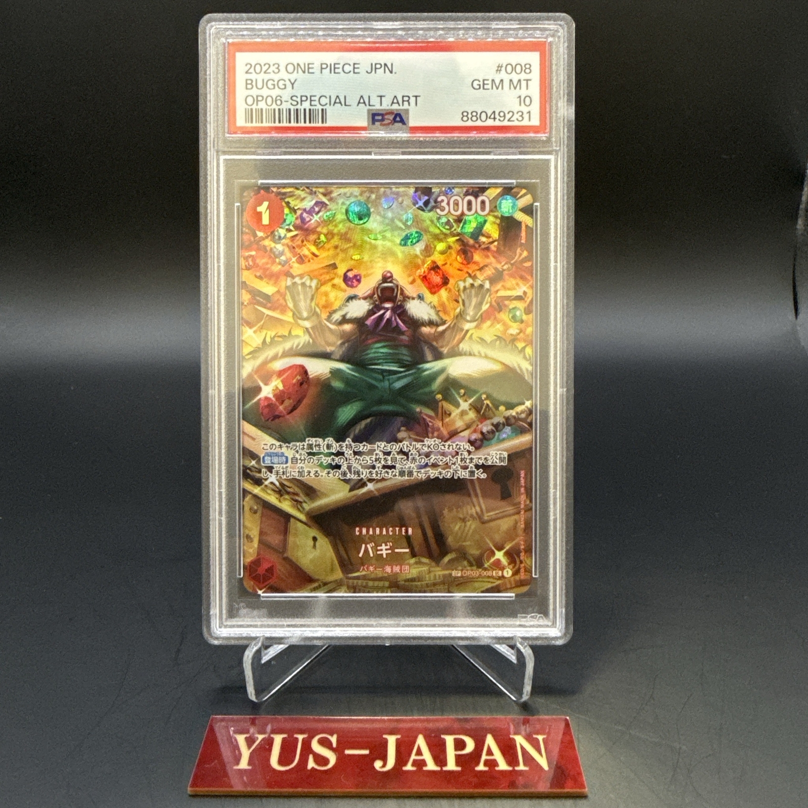 PSA 10 One Piece Card Buggy Formidable Enemies UC Parallel OP03-008 Japanese
