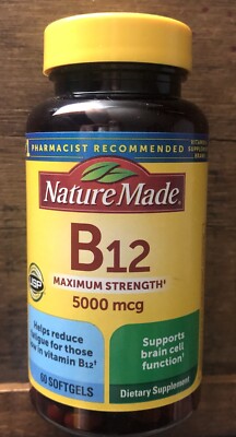 NATURE MADE B12 Maximum Strength Vitamin 5000 mcg Energy 60 ct EXP 12/2027 NEW