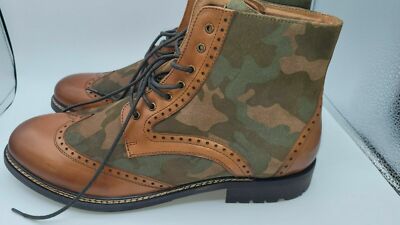 Mark Nason Ithaca Beaufort Camo Boots Wing Tip Leather Size 