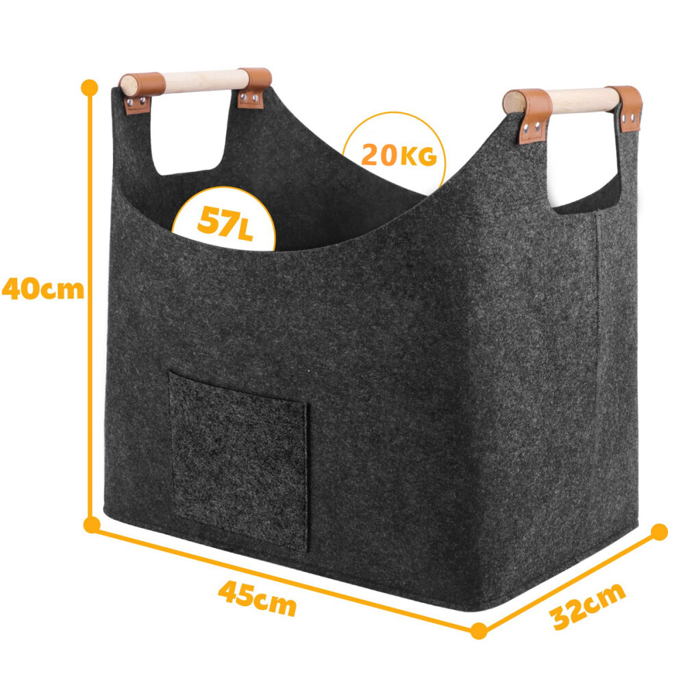 Firewood Log Carrier Bag Wood Holder Felt Storage Outdoor Tote Carrying