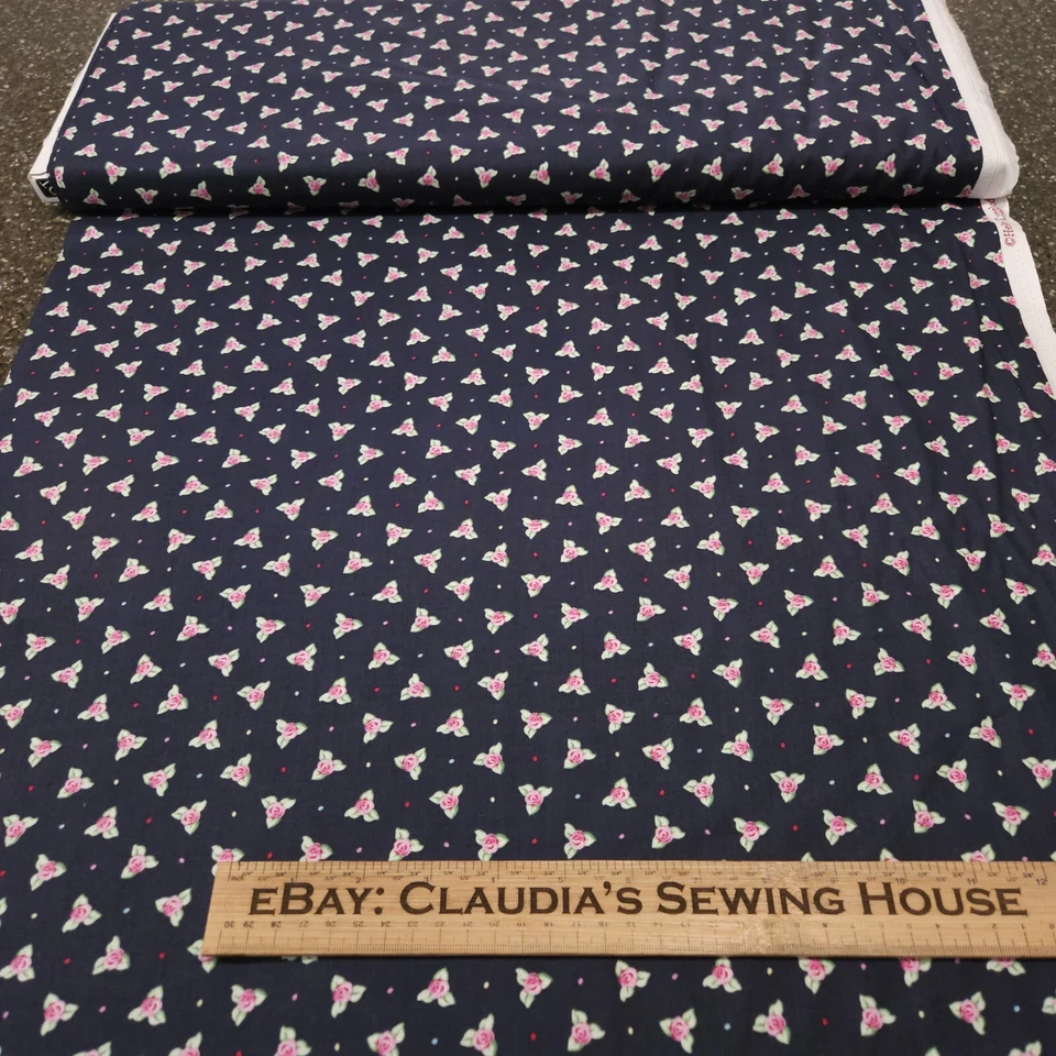 Afternoon Delight BTY Suzanne Cruise Quilting Treasures Pink Rosebud on Charcoal - Image 3 of 3