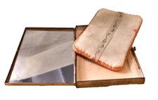 Vintage Compact Rex 5Th. Avenue Gold Tone Mirror Screen Puff U.S.A. 1950's