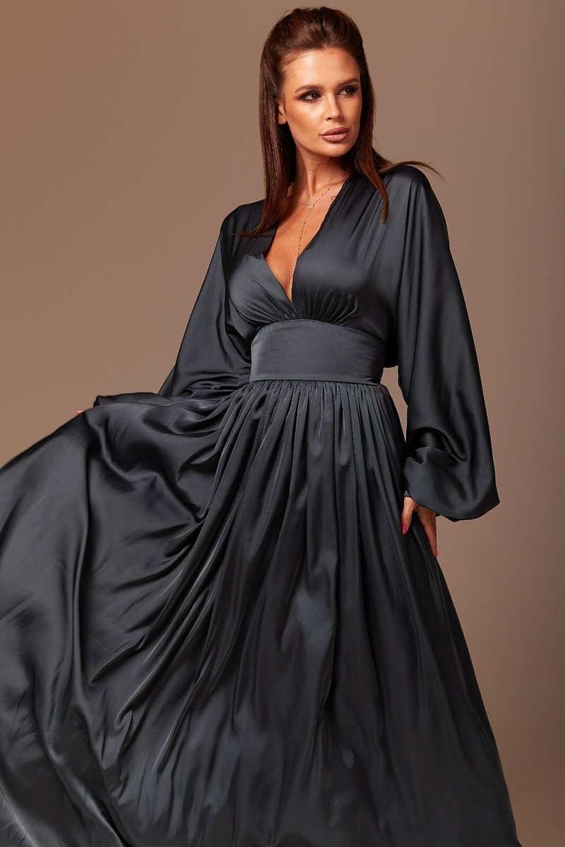 yellow dress puff sleeves Linen Midi with and Fitted Waist your silhouette is defined Square Neck Inspiration Maiden SID-2590228 Color:mint