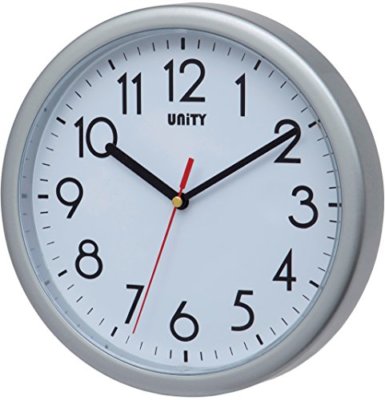 22 x 22 x 5 cm Unity Hastings 22cm 8.6-Inch Silent Sweep Modern Wall Clock in Black