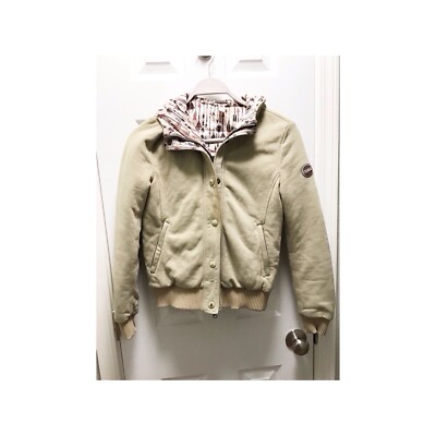 Colmar Womens Down Filled Jacket Lined Knit Italy Hoodie Bomber Small
