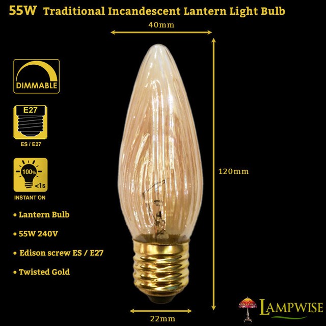 Lampwise 40mm 55w Twisted Gold ES/E27 Lantern Light Bulb eBay