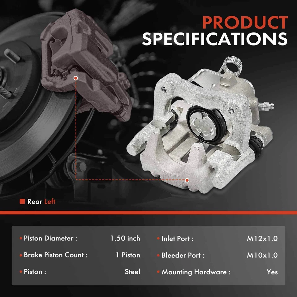 Pinza de freno de conductor trasero con soporte para Volkswagen Beetle Golf City Audi TT Foto 2 de 4