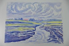 Wilhelm Klußmann Aquarell 1993 sig. Ostfriesland 47x65cm N-1246