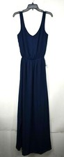 Show Me Your MuMu Womens Blue V-Neck Sleeveless Kendall Blouson A-Line Gown XS