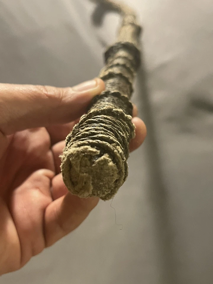 Antiguo bastón decorado con nudo de marinero arte popular náutico Foto 3 de 4