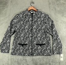 Nwt Womens Jackets Xl Rafael Sport Zebra Stripe Black White Full Zip Long Sleeve