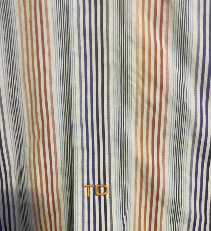 Thomas Dean Men's Sz XL Dress Shirt 100% Cotton Contrasting Cuffs Preowned Nice - Image 3 of 4