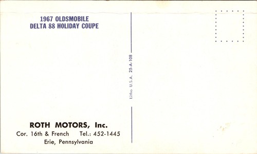1967 Oldsmobile Delta 88 Holiday Coupe, Roth Motors, Erie, PA, snow skis, nice - Picture 2 of 2