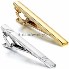 Men Metal Silver Gold Tone Simple Necktie Tie Bar Clasp Clip Clamp Pin Gift