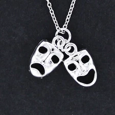COMEDY TRAGEDY Masks Necklace on Chain or Charm Only Pewter Theater Stage Acting
