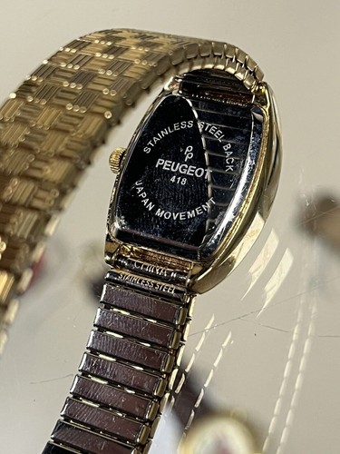 Peugeot Yellow Gold Plated Stretch Band Quartz Ladies Watch - Picture 4 of 4