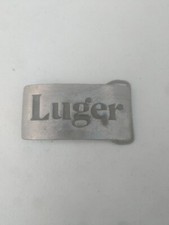 VINTAGE  LUGER  firearm maker belt buckle pewter  210
