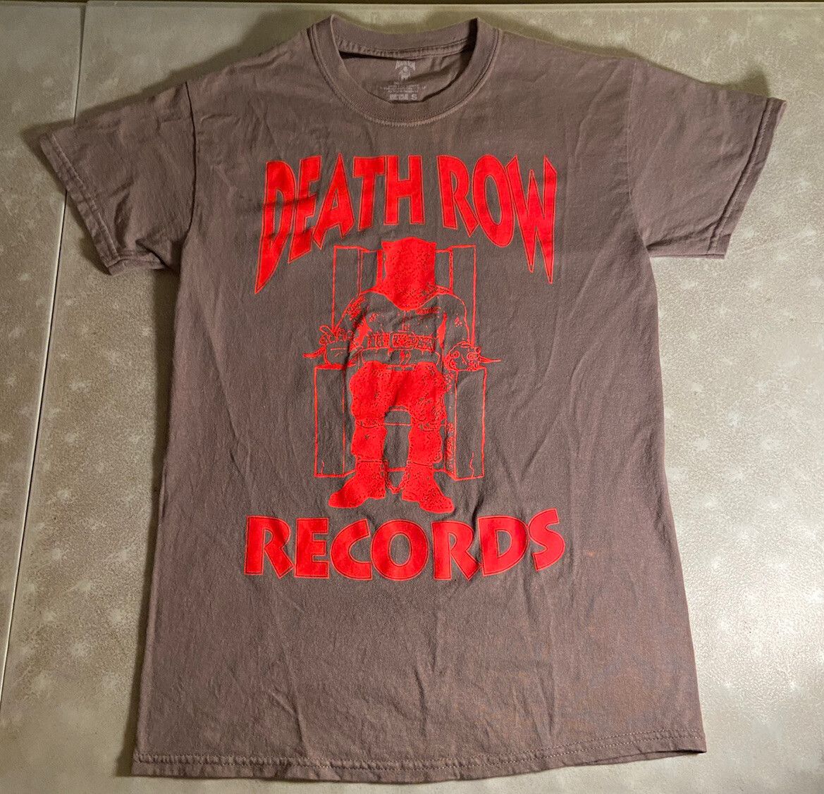 FILA Official Death Row Records Slim Small Gray Red Tshirt Grey Fit 2pac Snoop Dogg