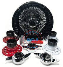 14x7 Rev Black Spokes Dish W Chrome Nipples Hub Lowrider Wire Wheel Rims
