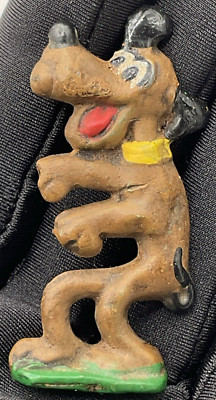 Rare Vintage Pluto Dog Pet Flat Lead Figurine Hand Painted Collectible Disney