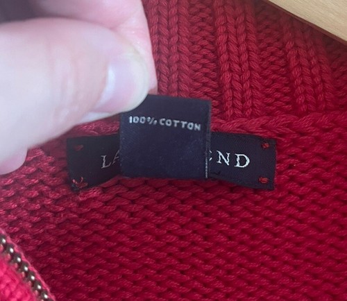 Lands End Sweater Red 1/4 Zip Mock Neck 100% Cotton Youth Large (14-16) Vintage - Picture 5 of 5