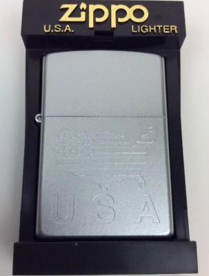 Zippo Lighter USA Map And Flag Engraved Satin Chrome 205 | eBay