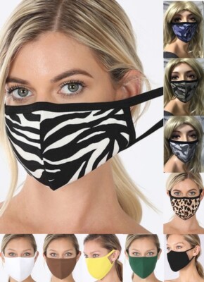 Washable Leopard Print Zebra Face Mask Black White Mocha Cotton Face Cover Washa