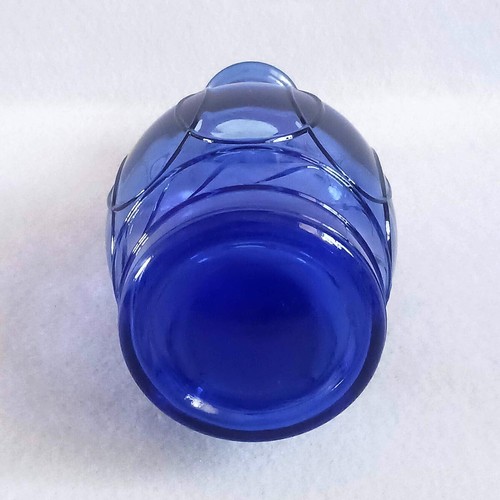 Vintage Hasel Atlas Kobaltblau Ring der Ringe Glas Karaffe Vase 8" hoch - Bild 2 von 5