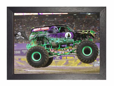 Monster LKW Grabgräber Extremsport Poster Pick Up Auto Bild große Reifen
