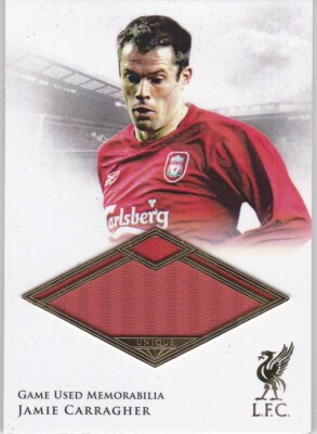 FUTERA 2018 LIVERPOOL JAMIE CARRAGHER 19/29 MEM1 MATCH-WORN RELIC CARD MINT
