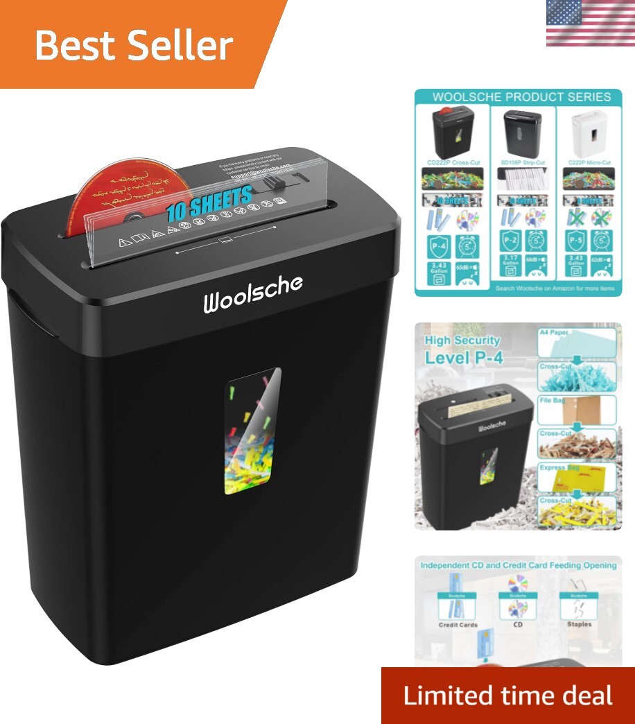 Durable Cross Cut Paper Shredder - 3 Modes, Quiet Operation & Compact Design-image