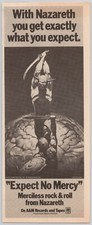 1977 Nazareth Expect No Mercy Vintage Album Promo Print Ad