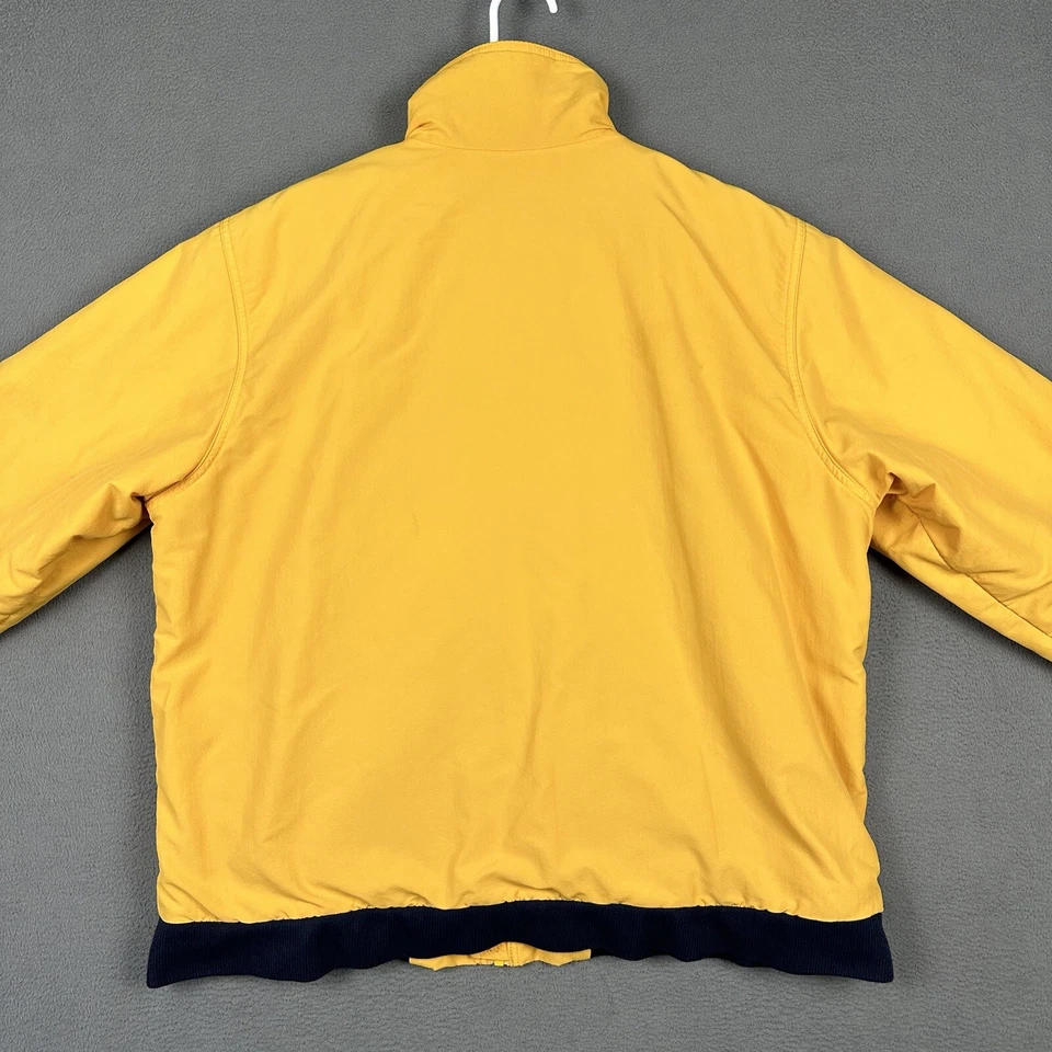 Chaqueta de calentamiento LL Bean vintage para hombre grande amarilla forrada de vellón cremallera años 90 LEER Foto 2 de 4