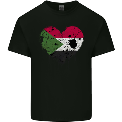 Love Sudan Flag Sudanese Day Football Mens Cotton T-Shirt Tee Top