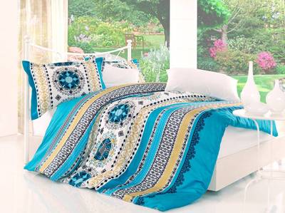 Deluxe Valentini Limited Queen Turquoise 3-Piece Bedding 220x200 OekoTex