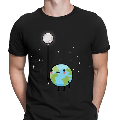 Herren-T-Shirt Erde und Mond Erde Astronaut Ballon süß Doodle Galaxy Space #D