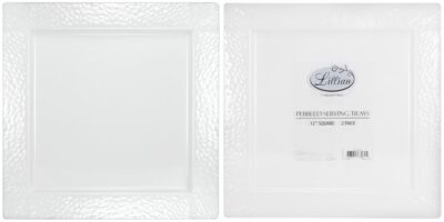Durable Pearl Pebbled Square Plastic Serving Trays 12'' for dinner party