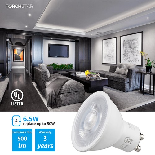 6 Pack 6.5W Dimmable LED MR16 GU10 Base Light Bulb, 3000K/4000K/5000K - Picture 2 of 15