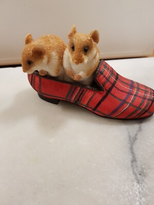 Hampsters In Tartan Slipper H7cm X B12cm Sehr guter Zustand