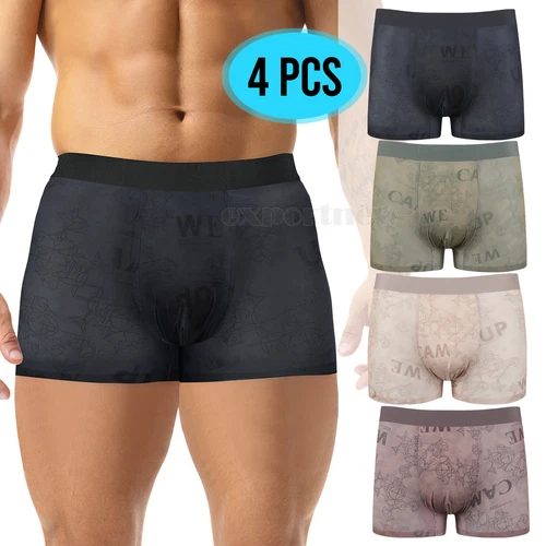 Mens Trunks Underwear Soft Breathable Rayon Made from Bamboo Trunk No Fly Pouch - Bild 1 von 11